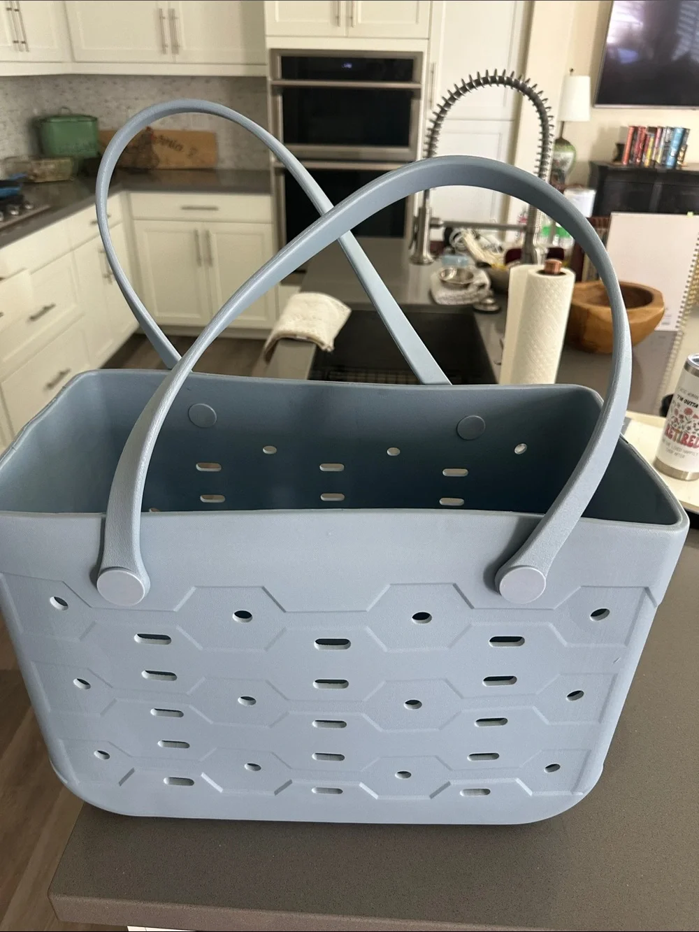 Light Blue Waterproof Tote Basket with Handles - Brand Unspecified NWOT